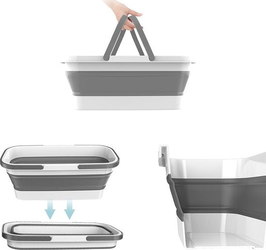Fuegobird - Ensemble vadrouille et seau pliable - Seau pliable multi-usages - Avec kit d'essorage - Mains libres - Livré avec 4 vadrouilles lavables en microfibre - Humide et sec - Seau pliable - DWEIL