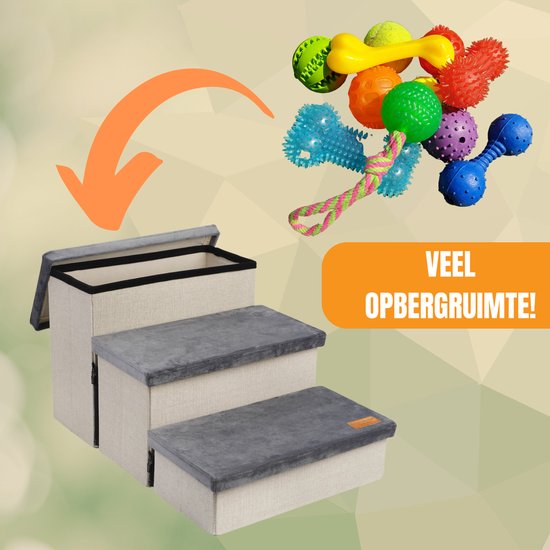 Escalier pour chien Escalier robuste pour chien avec rangement - Escalier pour chien - marche pour canapé ou lit - Jusqu'à 60 kg - Anthracite - Universel