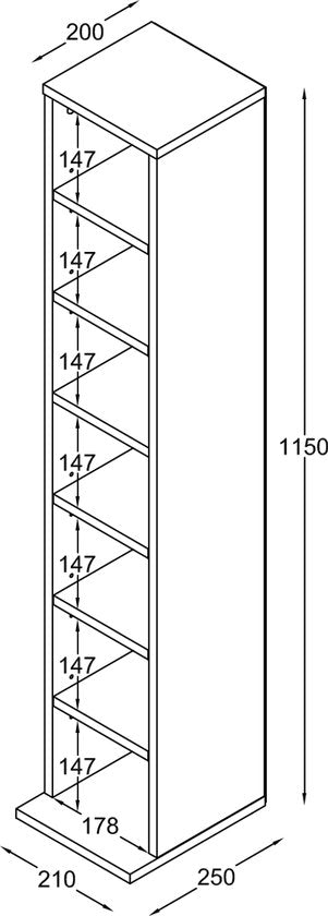 VDD - armoire murale - 7 étagères - armoire de rangement - noir