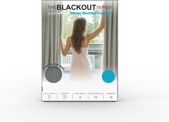 Larson - Rideau occultant tissé de luxe - Anneaux - Gris foncé - 300 x 250 cm - occultant & prêt-à-porter