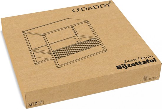 O'DADDY® Side Table - Table carrée - Avec tiroir réglable - Table d'appoint - Table basse - Table de chevet - 55x35x55 cm - Métal noir/bois brun