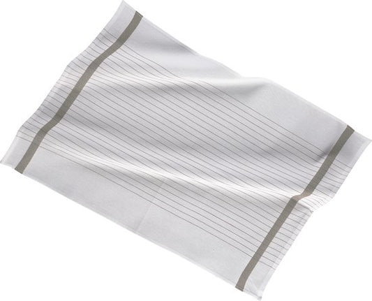 Torchon 50x70cm, set3, rayure centre blanc, taupe