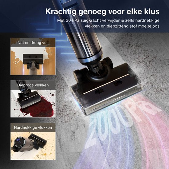 Samako Aqualis S1 - Aspirateur avec fonction serpillière - 2-1 Floor cleaner - Wet Dry Mop Vacuum cleaner - Self-cleaning and Drying - 35min battery life