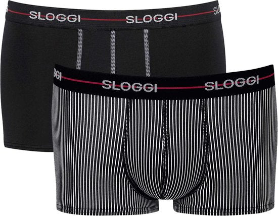 Slip homme Sloggi Start Hipster 2-pack - noir & noir/blanc rayé - taille 2XL