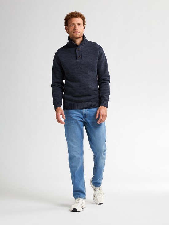 Pull Petrol Industries Hommes - Pull tricoté - Coupe régulière - Col montant - Coton - Pulls - Pullover - Bleu - Taille M