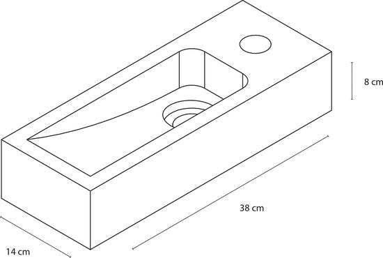 Differnz Fontaine Luxor - Evier en pierre naturelle - Noir - Robinet courbe - Chrome - Poignée standard - 38 x 14 x 8 cm