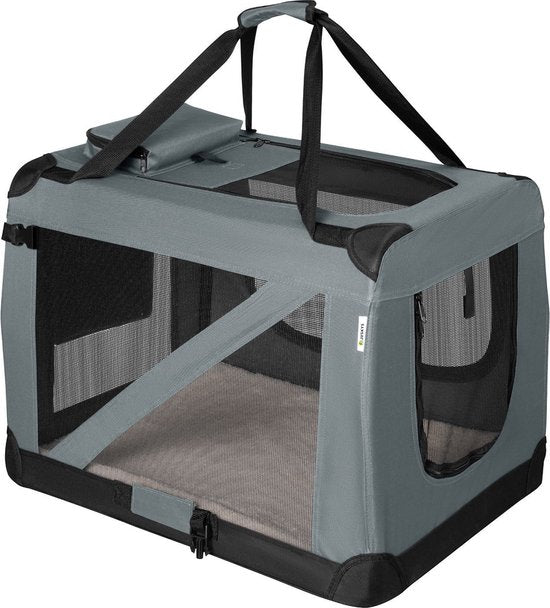 Boîte de transport pliante pour chien / Banc Lassie XL - Gris - 56 x 81 x 58 cm