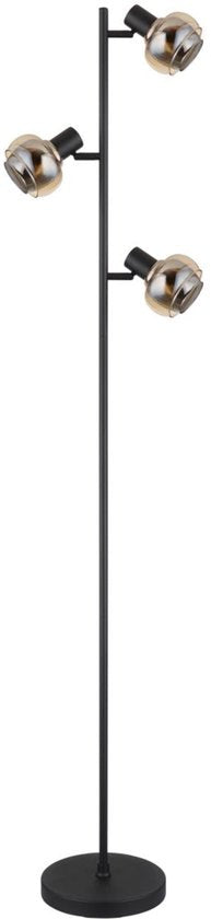 Lampadaire TOKKI Verre 154.0cm Noir mat | fumé E14 3-Light