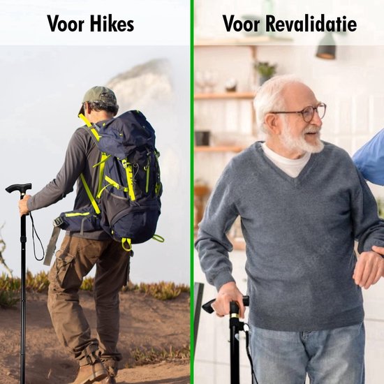 Bâton de marche Travelhawk - réglable et pliable - rouge - sac de rangement inclus - bâton de marche pour personnes âgées