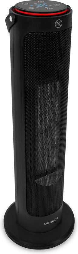 VONROC Chauffage électrique - chauffage soufflant - 1200W/2000W - modèle tour - céramique - mode ECO - fonction swing - affichage LED - télécommande incluse - thermostat et minuterie - 20m2