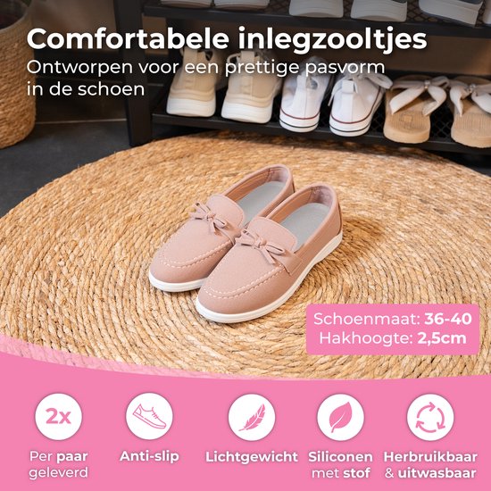 Semelles Nuvance - 2.5cm Heel booster - Heel pads - 2 Pieces - Size 36-40 - Men & Women - Heel insoles - Pink