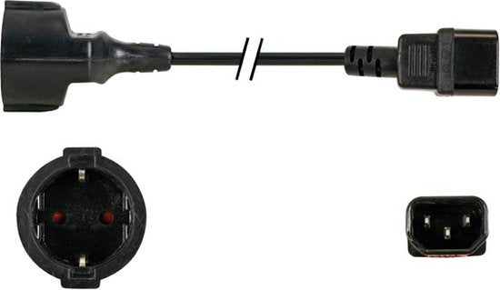 Perel Câble d'alimentation, H05VV-F 3G1, 1.8 m, 2.5 A/230 V, 2500 W, type F à C14, intérieur, PVC, noir