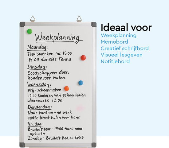 BRASQ Tableau blanc 60×45 cm magnétique - avec accessoires (marqueurs, gomme, aimants) - Tableau noir - Tableau magnétique - Blanc