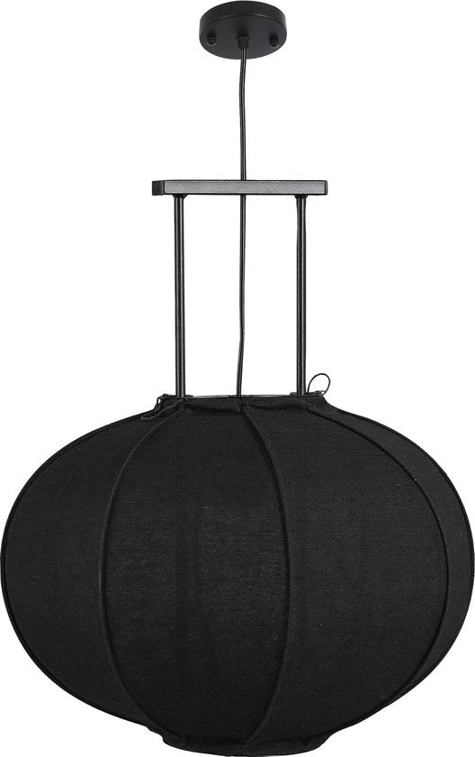 Mica Decorations Lampe pendante Pego - H55 x Ø50 cm - Lin - Noir