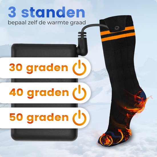 Qualitá Chaussettes chauffantes - Chaussettes électriques - Chaussettes de ski - Chaussettes chauffantes électriques - Chaussettes chauffantes - Taille L - 41-46