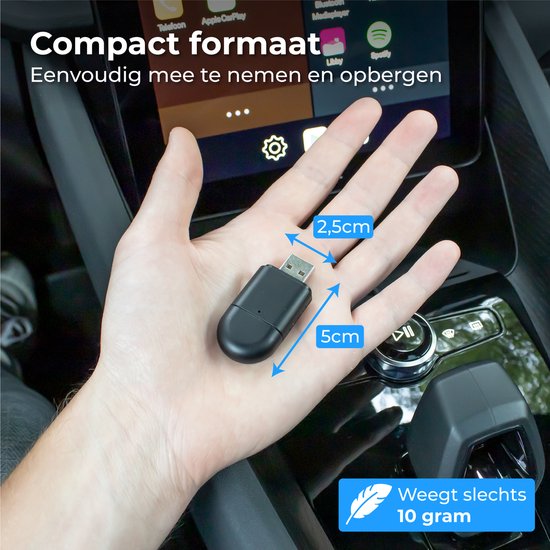 Nuvance - CarPlay Dongle - 2 en 1 USB & USB-C - Convient pour Android & Apple - CarPlay Wireless - Car Dongle - Wireless CarPlay - Adaptateur USB