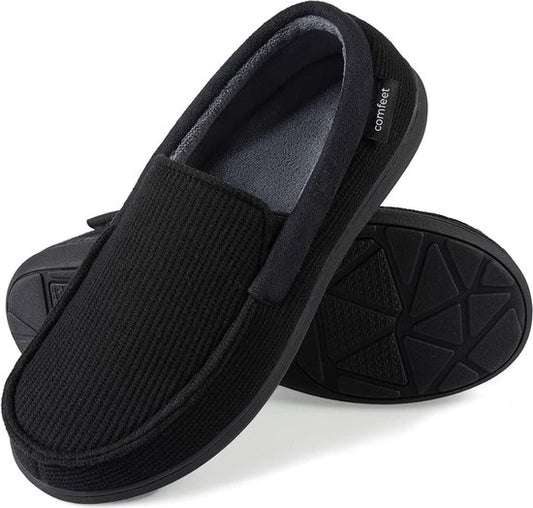 Chaussons Hommes - Chaussons - Mocassins - Noirs - Antidérapants - Taille 40/41 - Comfeet