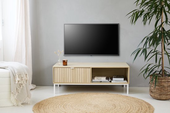 Lifa Living Meuble TV Sorrento - MDF/métal - Marron clair - 110x40x50cm - Charge maximale 25kg