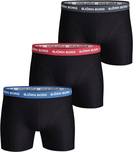 Björn Borg - Caleçon Hommes 3-Pack Boxers Contrast Solids - Noir - Taille S