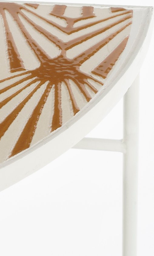 Mica Decorations Table murale d'extérieur Odile - L63 x L33 x H71 cm - Métal - Brun, blanc