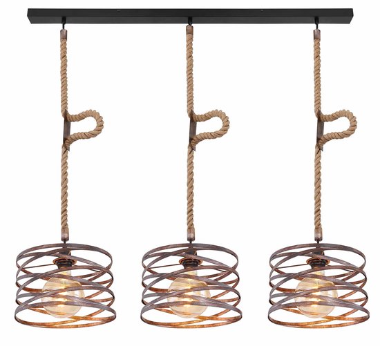 Globo - lampe suspendue - Marco - noir - métal - grande lampe de table de salle à manger - E27 - 15641-3H