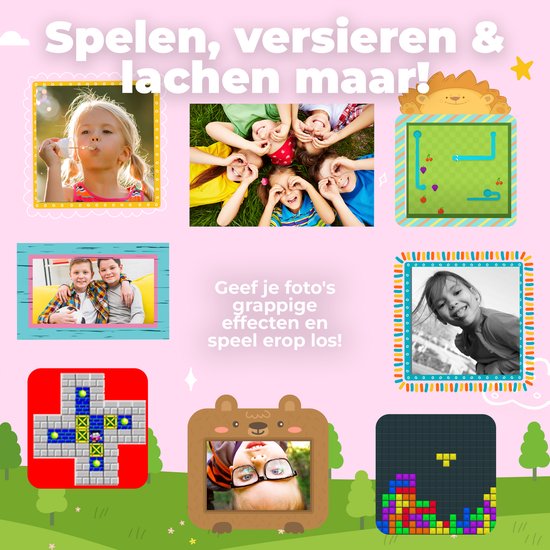 Denver Kids' Camera Full HD with Printer - Selfie Camera - 20MP - Digital Camera Kids - Photo - Video - Games - KPC1363 Pink