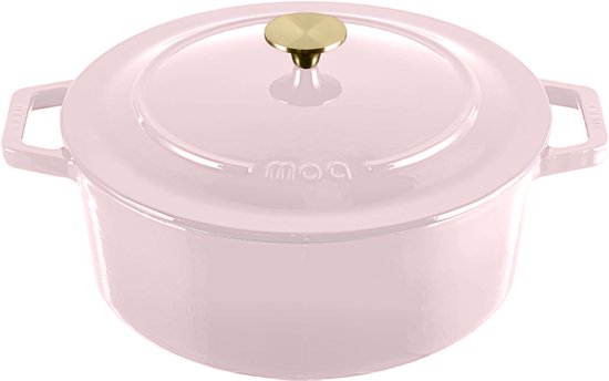 MOA Casserole en fonte - 7,2L - Pour toutes les sources de chaleur y compris l'induction - Avec couvercle - Ø 30cm - Revêtement antiadhésif - Lilas