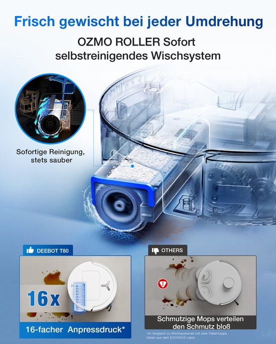 Ecovacs DEEBOT T80 OMNI WHITE - Aspirateur robot avec fonction balayage