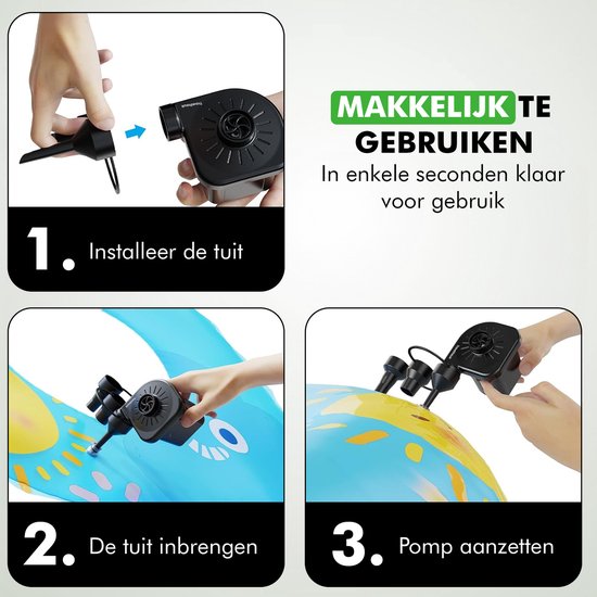 Travelhawk Electric Air Pump - Pompe à air électrique - Comprend une prise et un chargeur de voiture - Compact - Pratique pour le camping - 12V et 220V -.