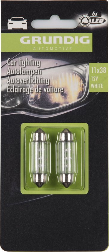 Grundig Set of 2 Car Lights - 6x LED - 12 Volt - 11 x 38 - Blanc