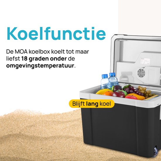 MOA Coolbox électrique 12v 230 volt - 40L - Frigobox - Réfrigérateur de camping - Voiture et camping - Refroidissement et chauffage - Noir