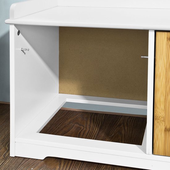 SoBuy Banc à chaussures avec coussin d'assise pour entrée ou salon, 3 paniers amovibles, 105x43x35 cm, FSR23-WN