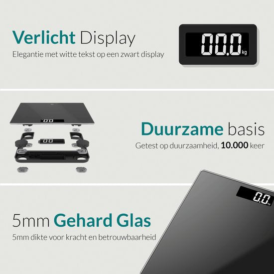 e.volve Personal Scale Digital - Black - Balance de précision - Balance numérique - Piles incluses - Balance de précision - Balances