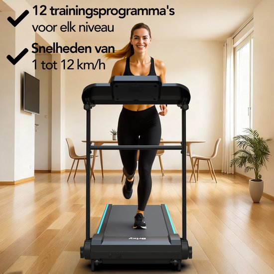 Brixy Treadmill - Pliable - Tapis de marche - 12 programmes - Support pour tablette - Fonction d'inclinaison - Tapis de course - 1-12km/h