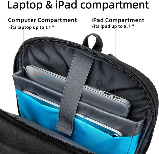 Sac à dos pour ordinateur portable spacieux pour le travail, l'école et les voyages avec port de charge USB