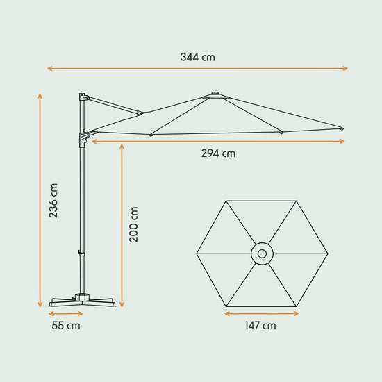 Parasol - LifeGoods - Ø300 cm - 30° inclinable - One-push System - Imperméable - avec housse - Taupe