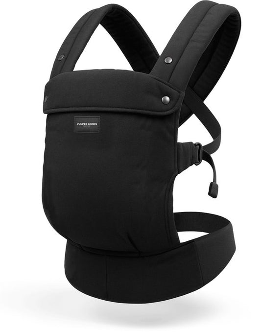 Vulpes Goods® BabyCare - Porte-bébé - Porte-bébé ergonomique 0-36 mois - Porte-bébé ventral de luxe jusqu'à 20 kg - Coton OEKO-TEX® - Confort mains libres - Avec support dorsal et position M - Noir