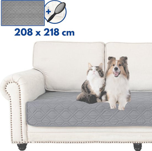 Hilvard - Couverture pour chien grande lavable - Couverture pour chat - Couverture pour chien siège arrière de voiture - Protège banc - Convient pour canapé, voiture et lit - Gris - 208 x 218cm - Tapis pour chien - Tapis pour chien