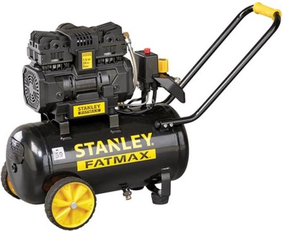 STANLEY Compresseur professionnel - Sans huile - Horizontal - Faible bruit - 24 L / 1.5 hp / 8 bar
