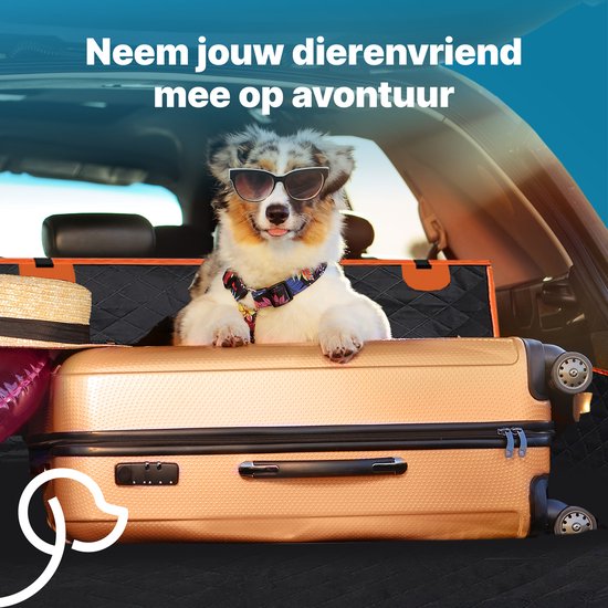 Jake and Jacky Dog Blanket Car Trunk - Couverture de voiture pour chien - Housse de protection - Avec sac de rangement et autorisation - Noir/Orange