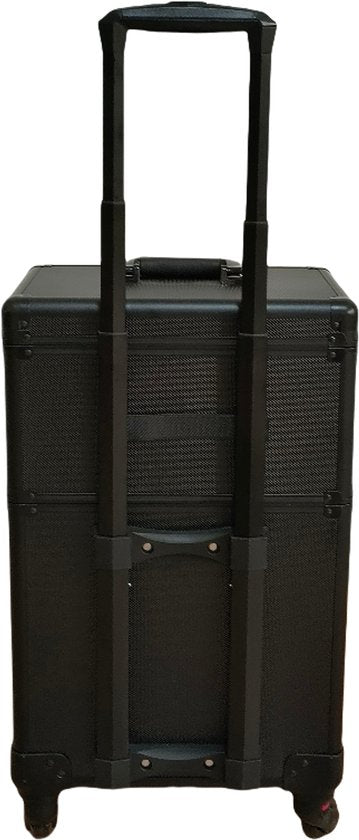 DMV - Valise de coiffeur - Chariot de coiffeur - Chariot de maquillage - Valise de maquillage - Valise de beauté - Valise de cosmétiques - Valise de beauté à roulettes - Noir