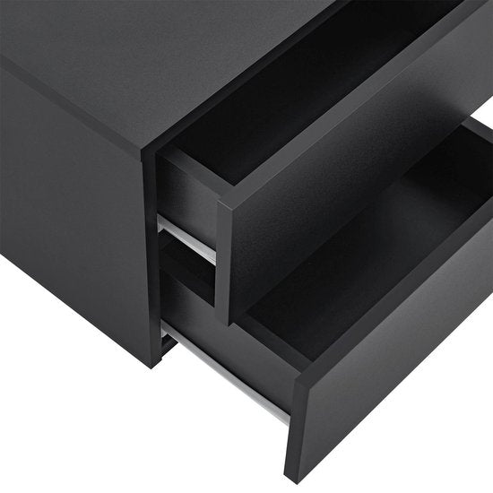 Table de nuit flottante - 40 x 29 x 30 cm - Noir - 2 tiroirs