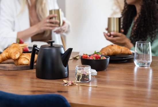 Vaja® Juliette Théière avec filtre - Théière - Double paroi - 1 litre - acier inoxydable Noir