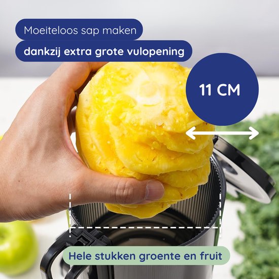 Safecourt Kitchen Juice Extractor - Extracteur de jus lent pour fruits et légumes - Ouverture de remplissage XXL - Moteur puissant - Noir