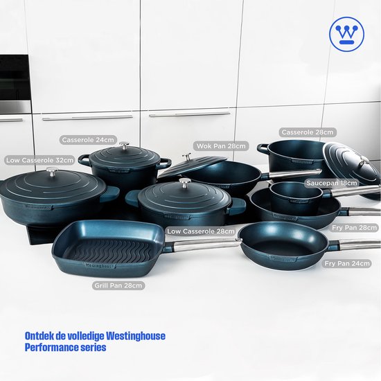 Casserole Westinghouse Performance - Ø28 cm - Couvercle inclus - Plaque à induction - Bleu