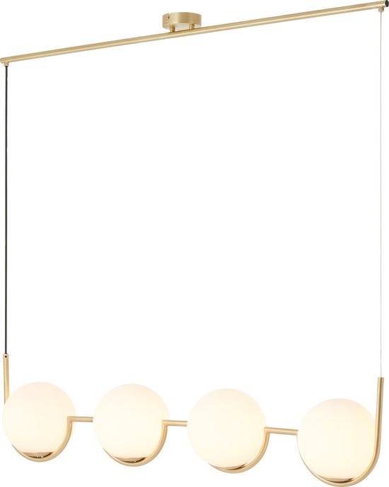 Lampe suspendue Brilliant Glint 4 flammes bois/verre de laiton/métal 4x D45, E14, 40 W, Convient pour une lampe suspendue (non incluse)