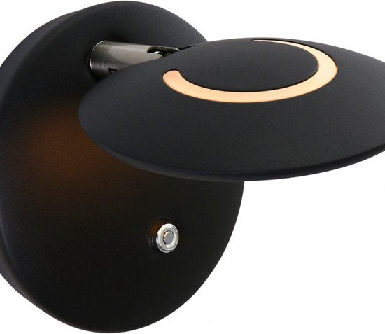 Steinhauer Zenith LED - Applique murale moderne - Noir - H:12cm - Ø:12cm - Universel - Pour l'intérieur - Métal - Appliques murales - Chambre à coucher - Salon