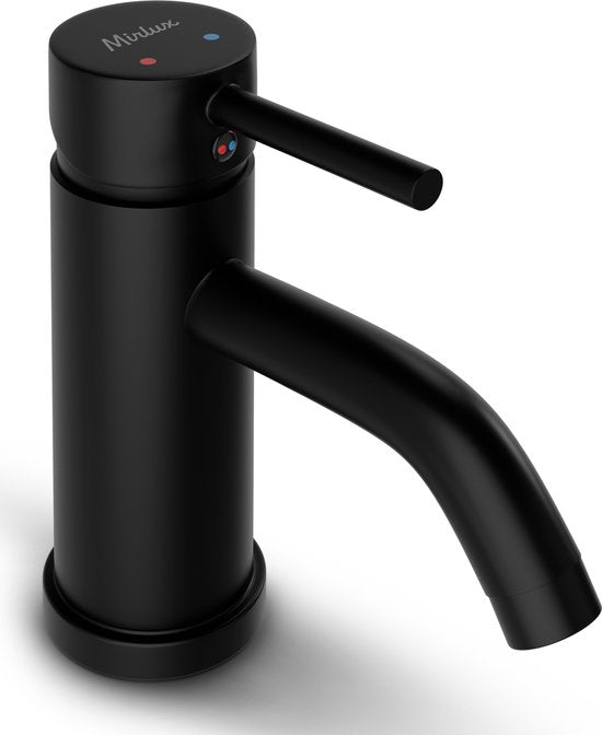 Mirlux Wash Basin Tap Black - Wash Basin Mixer Bathroom - Basin Tap - Basin Tap/WC Tap - Faucet - Cold & Hot Water Tap - Toilet Tap Cold & Hot Water