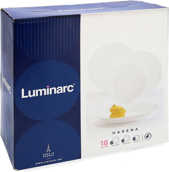 Service de vaisselle Luminarc 1700 White Glass 18 Pièces