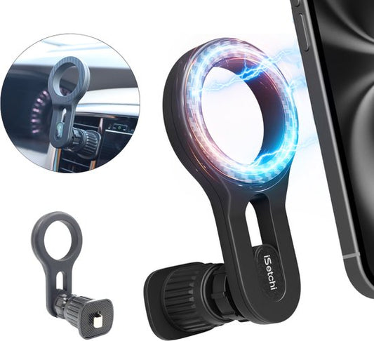iSetchi MagSafe Phone Holder Car - Grille d'aération - Support pour téléphone portable - Support magnétique - Convient à l'iPhone 12/13/14/15/16 - Noir